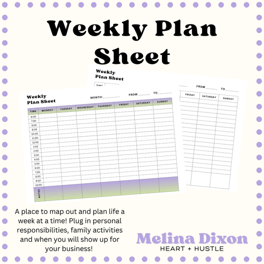 Weekly Plan Sheet